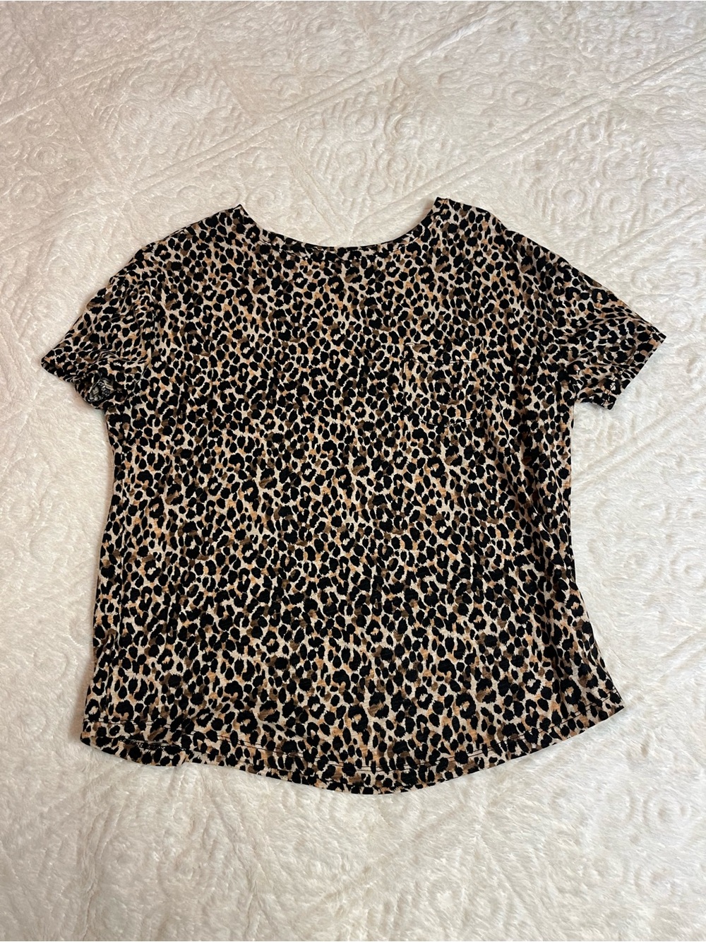 Old Navy Leopard Print Short Sleeve Top - Tan & Black